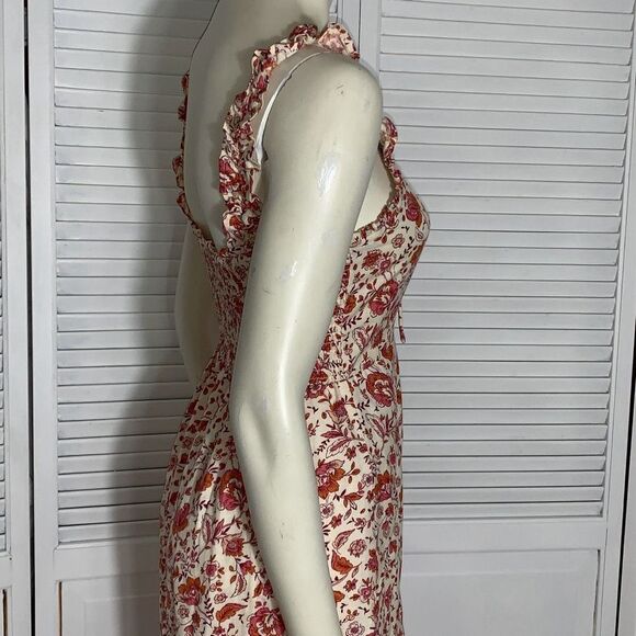 Japna Floral Midi Dress -  Tie Front Small - Picture 6 of 14